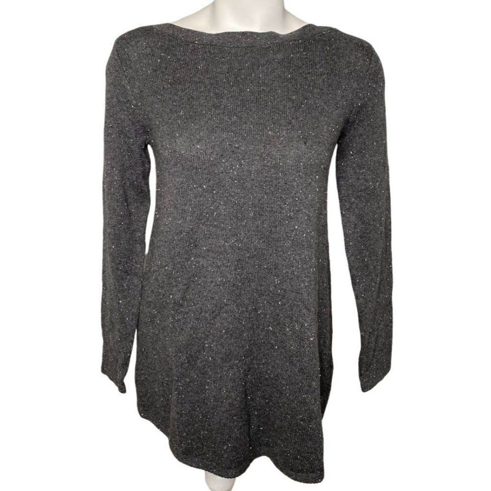 Karen‎ Scott Tunic Sweater Top Women's XS Charcoal Gray Oversized Relaxed NEW